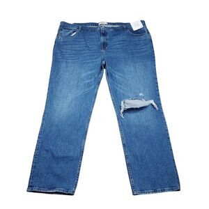 Abercrombie 90s Straight Ultra High Rise Jeans Blue Ripped Distressed Size 24 37